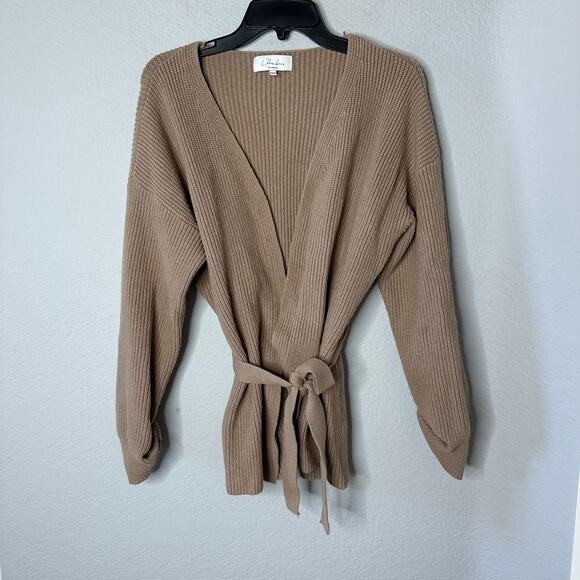 L'ACADEMIE Kori Wrap Sweater in Taupe - Picture 3 of 5